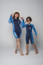 بدلة سباحة كم شورت للأطفال -باللون الكحلي