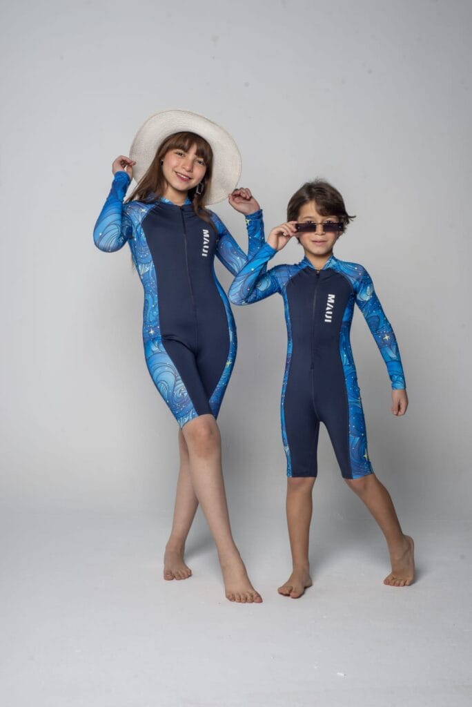 بدلة سباحة كم شورت للأطفال -باللون الكحلي