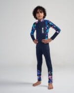 ⁦بدلة سباحة كاملة للأطفال - باللون الكحلي مع نقشة قنديل البحر⁩ - الصورة ⁦6⁩