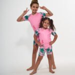 ​مايوه بناتي قطعتين مبطن - طقم سباحة ناعم للأطفال  بنقشة فلامنجو | MAUI