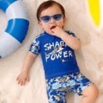 مايوه بيبي أولادي قطعتين مبطن - طقم سباحة ناعم للأطفال بنقشة Shark Power | MAUI