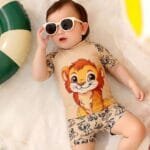 ​مايوه بيبي أولادي قطعتين مبطن - طقم سباحة ناعم للأطفال بنقشة Lion King  | MAUI