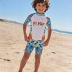 ​مايوه بيبي  أولادي قطعتين مبطن - طقم سباحة ناعم بنقشة Surf وألوان مبهجة | MAUI