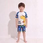 مايوه أولادي قطعتين مبطن - طقم سباحة ناعم للأطفال بنقشة Cool Player Dino | MAUI