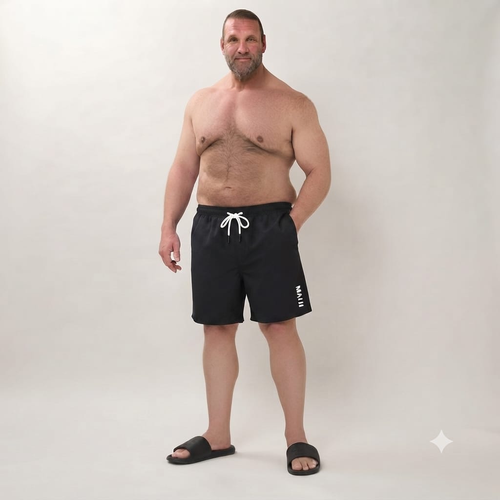IMG-20260706-WA0297 شورت سباحة رجالي MAUI مقاوم للماء - أسود| Big Size - الصورة 1